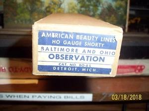 AMERICAN BEAUTY MODELS HO GAUGE SHORTY #80-85 BALTIMORE & OHIO OBSERVATION - Picture 1 of 3