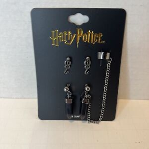 Harry Potter Death Eater Dark Mark Studs Dangling Crystals Ear Cuff Set