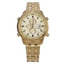 Citizen Men's Chronograph Watch A13882-50P Gold Bracelet W3925 - NEW