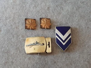 Vintage U.S. Military Air Force Pins ROTC Rank Oak Leaf Brass Battleship Buckle - Picture 1 of 21