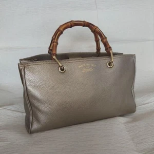 GUCCI Bamboo Shopper Leather Tote bag Champagne Gold w/ Dust Bag Authentic - Picture 1 of 12