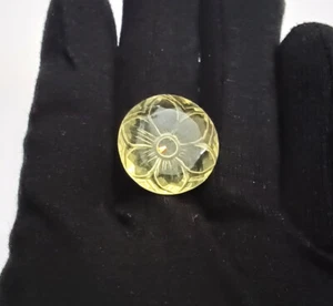 26.50 Ct- Yellow Citrine Round Carved 20 x 20 mm Faceted Loose Gemstone - Picture 1 of 4