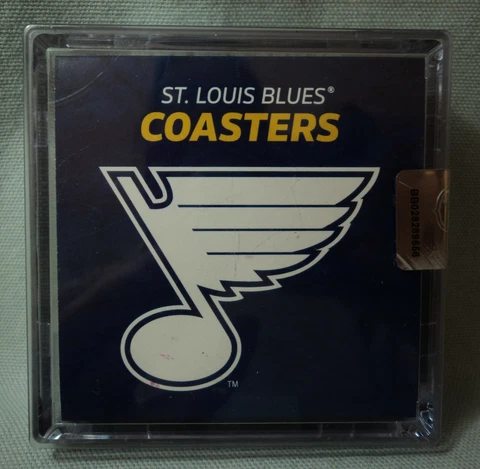 ST. LOUIS BLUES SEASON TICKET HOLDER 4 COASTER SET BLACK WITH LOGO Cover