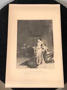 c. 1888 Cleopatra y César de Jean-Leon Gerome-Goupil, grabado antiguo - Imagen 1 de 9