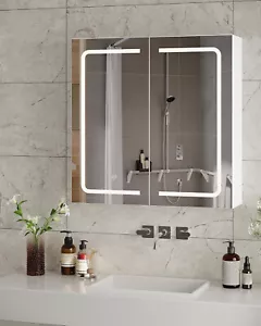 Spiegelschrank Spiegelschrank Bad mit Beleuchtung 2 Türen Badezimmer Spiegel - Bild 1 von 7