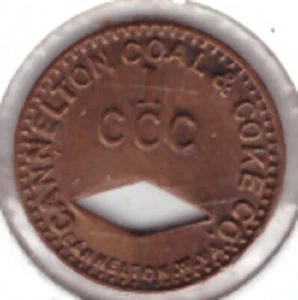 Cannelton Coal Mining Co Scrip 1c Cannelton West Virginia Fayette County gettone con - Foto 1 di 2