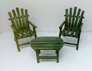 Handmade Wood Adirondack Chairs & Table Doll Furniture, Decorative Decor