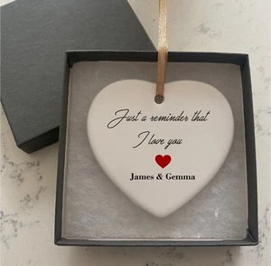 Personalised Love You Romantic Ceramic Heart With Gift Box Plaque Gift Sign cr32 - Picture 1 of 5