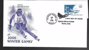 OLYMPIC WINTER GAMES SKIING TURIN ITALY 2006 ARTCRAFT CACHET FDC SINGLE UNAD - Picture 1 of 1
