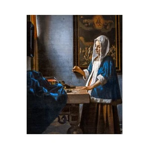 Vermeer, Woman Holding a Balance, 1664, Canvas Print, 38" x 48" + Border - Picture 1 of 10