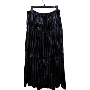 MIRASOL Vintage Velvet Sequin Long Flowy Tiered Maxi Skirt Size 1X - Picture 1 of 9
