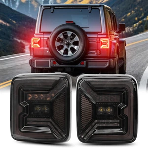 2PC Smoked LED Tail Lights Brake Turn Reverse For Jeep Wrangler JL JLU 2018-2025 - Picture 1 of 12