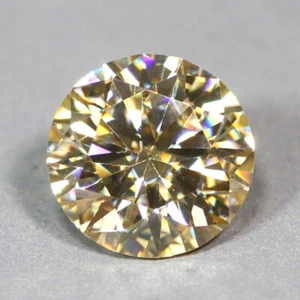 7,24 CT Asombroso (13x13 mm)! Moissanita amarilla dorada corte redondo para joyería - Imagen 1 de 10