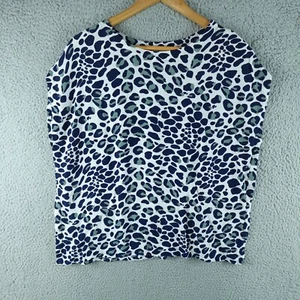 Ridley Womens Top Medium Blue Sleeveless Animal Print Rayon Work Career Italy - Picture 1 of 8