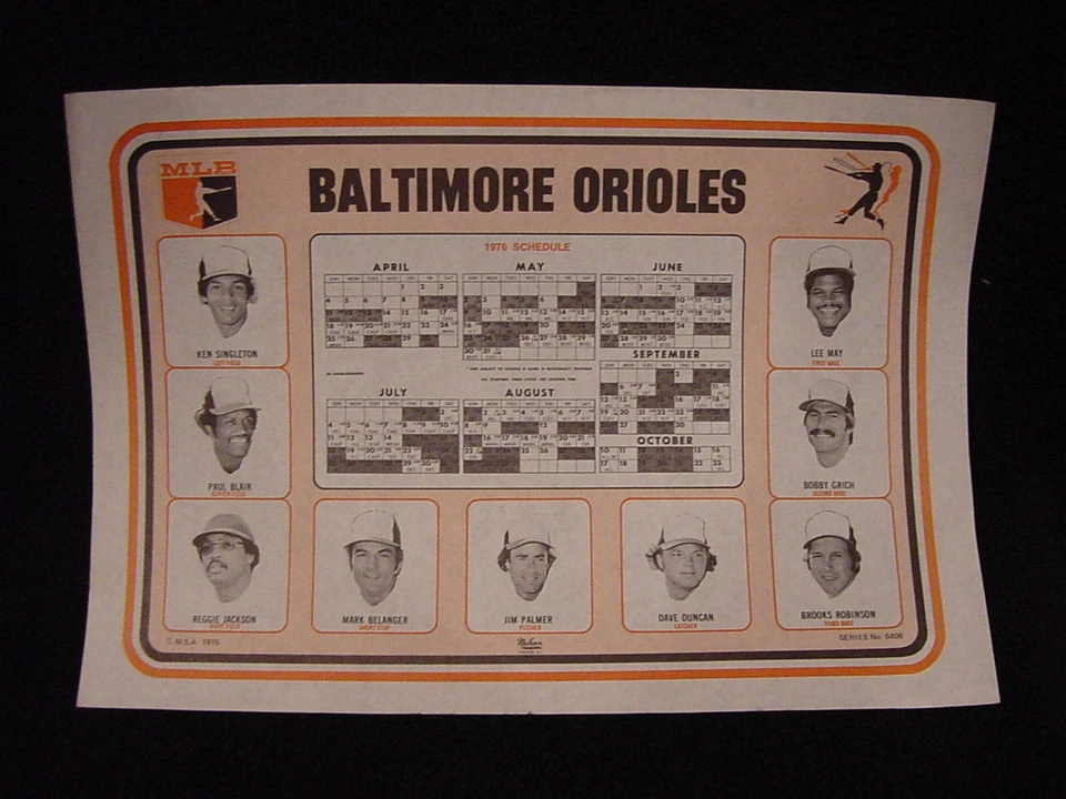 HERMOSO mantel individual de los Orioles de Baltimore 1976, ¡EXTREMADAMENTE RARO! Foto 1 de 1