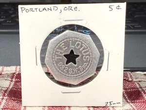 Portland, Ore. "The Lotus" G/F 5¢ Token 25mm SP4751 - Photo 1/2