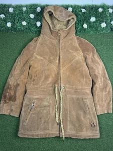 Giacca con cappuccio vintage uomo taglia 40 Lakeland da lavoro pelle di shearling foderata - Foto 1 di 20