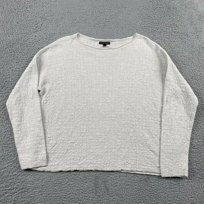 Suéter Eileen Fisher Mujer Pequeño Mezcla de Lino Marfil Pullover Foto 1 de 4