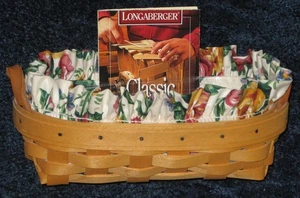 Longaberger LAVENDER Booking Basket w/ Floral fabric liner & plastic protector - Picture 1 of 5