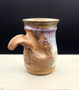 Vintage 3D Art Pottery Big Nose Coffee Mug Witch Face Signed Handmade - Picture 1 of 6