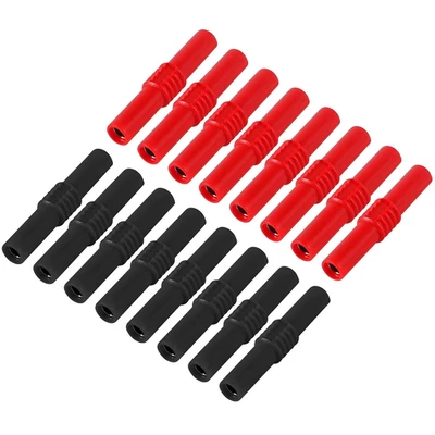 UMLIFE 16Pc 4mm Banana Plug Coupler Female To Female Insulated Socket Adapter Red Black
