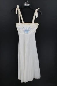 Vintage 70s Young Edwardian Arpeja Dress White Tie Shoulders sz 11 fit flare - Bild 1 von 9