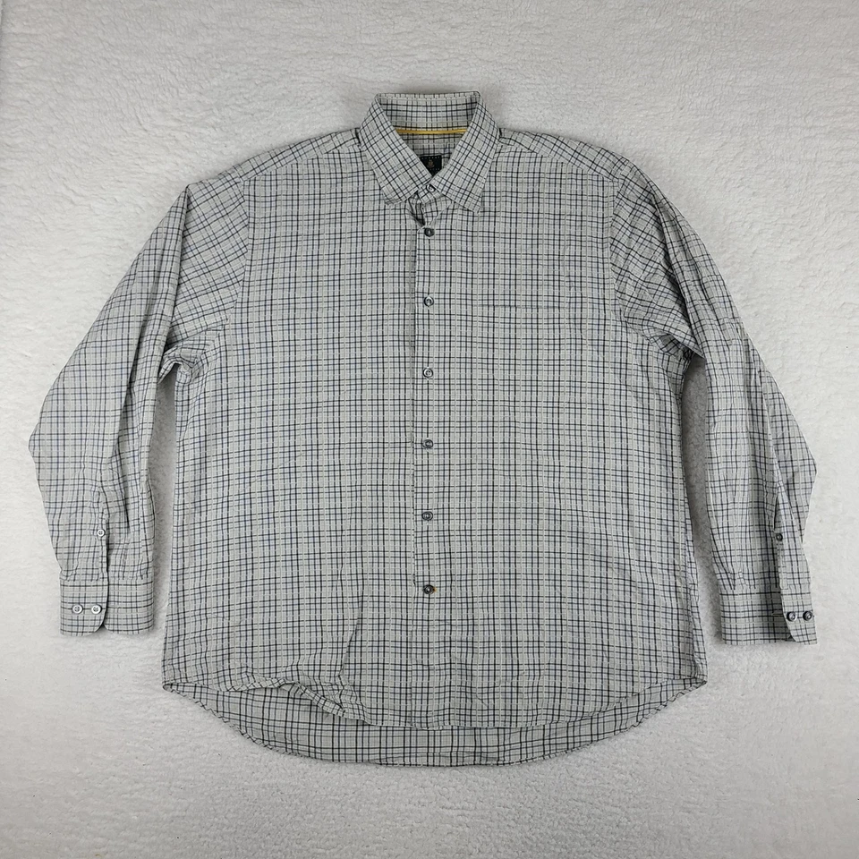 Camisa de vestir Robert Talbott para hombre XL azul gris cuadros 100 % algodón abotonada Foto 1 de 4