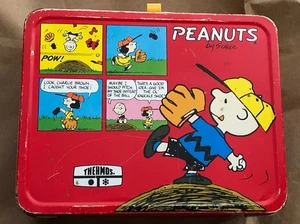 Vintage 1965 Peanuts Metall Brotdose | Charlie Brown Snoopy Lucy OHNE Thermoskanne - Bild 1 von 13