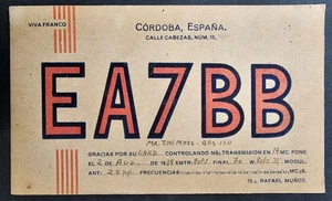 1939 Spain Amateur Radio Card-EA7BB, Cordoba to TWMOSS, Topsham - Picture 1 of 2