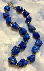 22” Southwest Sterling Silver Chunky Blue Lapis Lazuli Stones 925 SW Necklace - Bild 1 von 3