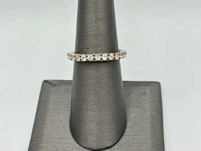 Anillo Barbara Bixby Plata Esterlina Topacio Blanco Eternidad Apilable Banda Foto 1 de 4