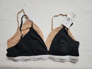 2pz Hanes Bralette Triangolo Donna Originals Cool Comfort, Nero/Abbronzato, Taglia XL - Foto 1 di 4