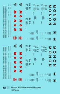 K4 HO Scale Decals Monon Airslide Covered Hopper Black and Red - Picture 1 of 3