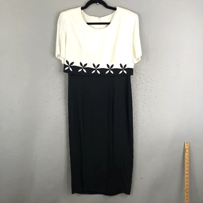 Vintage SL Fashions Dress Womens 10 Black White Retro Office Career 80s Foto 1 de 4