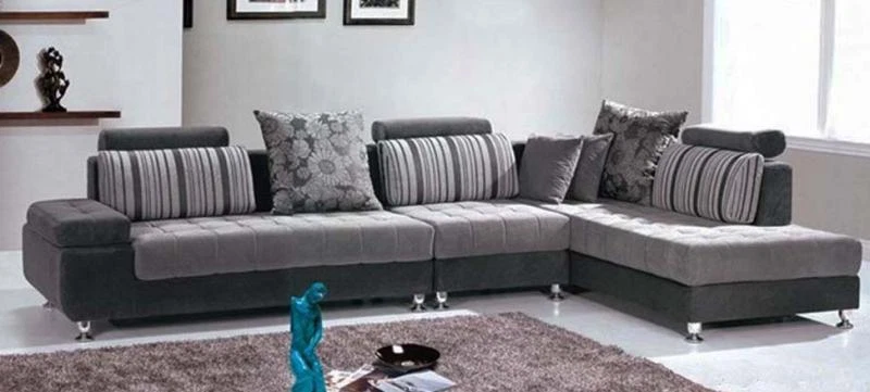 Divano soggiorno 332x190 cm angolare grigio penisola piedini cromati moderno|97 - Immagine 1 di 1