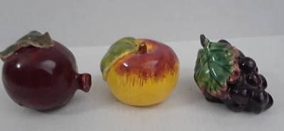 Italian Majolica Ceramic Fruit Hand Painted Large Vintage Set of 3 - Image 1 of 4