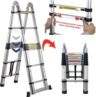 SCALA TELESCOPICA 5m  PIEGHEVOLE PORTATILE ESTENSIBILE MULTIUSO 150 KG. - Immagine 1 di 4