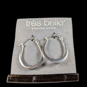 Fine Jewelry Tres Belle 925 Sterling Silver Earrings 2gm Horseshoe Flat 91390 - Picture 1 of 3