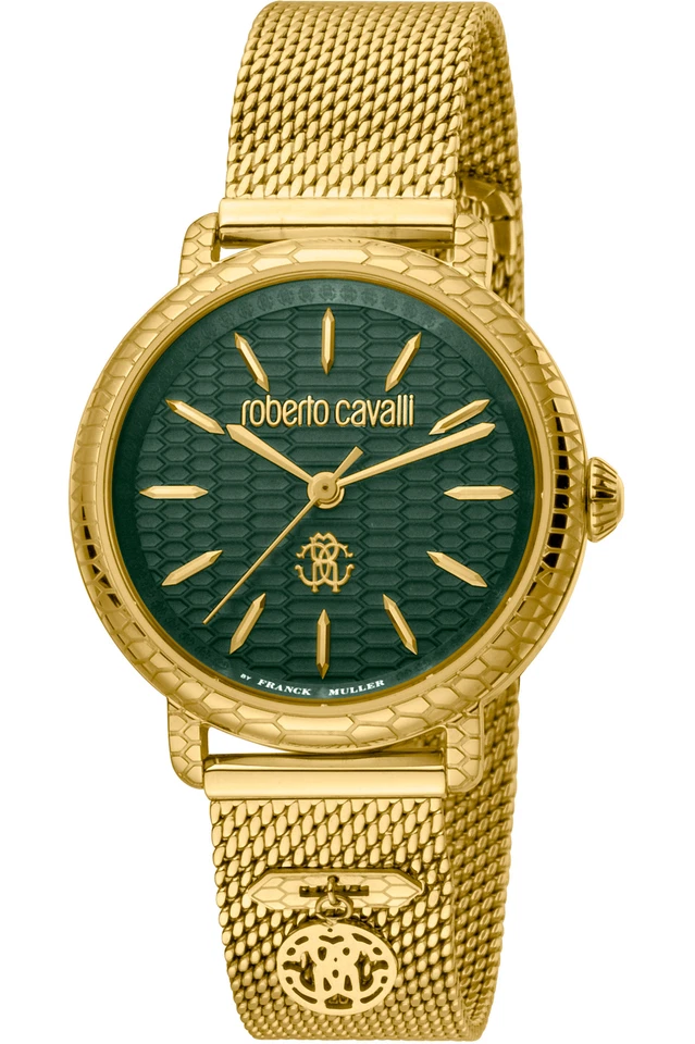 Roberto Cavalli Women's RV1L098M0076 RC-88 Gold Tone Mesh Green Dial Watch