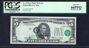 🇺🇸 1969C $5 ERROR ♚♚ MISALIGNED OVERPRINT ♚♚ PCGS GEM NEW 66 PPQ RARE NOTE ! - Picture 1 of 2