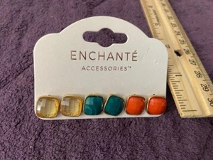 ENCHANTE ACCESSORIES 3 PAIR OF VARIOUS COLORED EARRINGS E1 - Picture 1 of 1