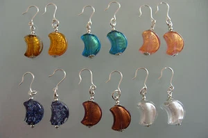 Ohrringe original Muranoglas Stecker Schmuck Murano Glas Handarbeit Kunst Mond - Picture 1 of 24