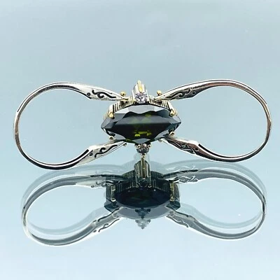 Anillo reversible de dos piedras de plata de ley 925 con peridoto simulado para mujer regalo Foto 1 de 4