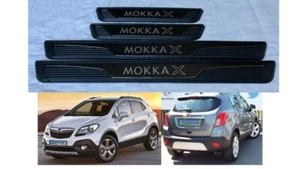 MOKKA 'X' DOOR SILL SCUFF PROTECTOR PLATES BLACK LOGO INSERT - MK005XB - Picture 1 of 7
