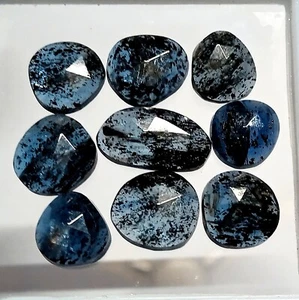 41.5 Ct Natural Blue Black Color Teal Moss indigo Kyanite Rose Cut 9 Piece Lot - Picture 1 of 21