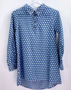MATILDA JANE 435 FROM HEART Polka Dot Hi Lo Tunic Top Blue White Chambray 14 NWT - Picture 1 of 8