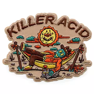 Killer Acid Alien Cowboy Patch Psychedelic Happy Stoner Embroidered Iron On - Picture 1 of 2