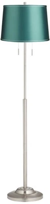 Lámpara de pie 360 Lighting Abba 65" de acero cepillado suave con pantalla verde azulado Foto 1 de 4