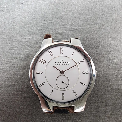 Skagen Watch Men 34mm White Dial Silver Tone Small Seconds 433LSL1 New Battery - Image 1 of 4