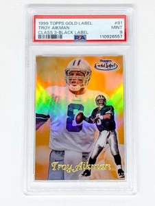 1999 Topps Gold Label Class 3 Black Label #81 Troy Aikman PSA 9 Dallas Cowboys - Picture 1 of 2